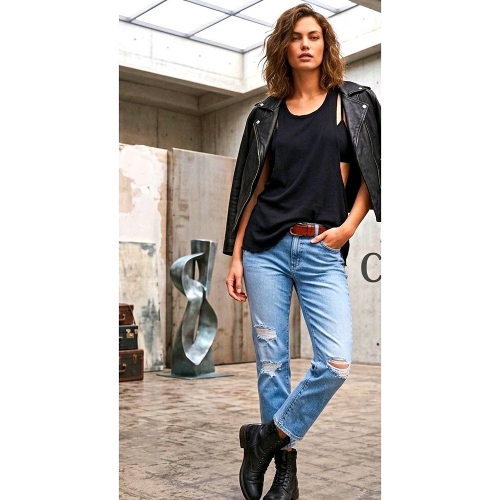 Joe's Jeans The Lara Cigarette Crop Womens Mid Rise Light Distressed Skinny 28